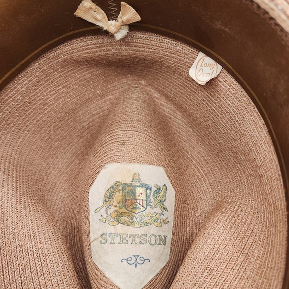 VTG Royal Stetson Fine Straw Hat Pinch Front Fedora Long Oval Made in Canada - Picture 8 of 13